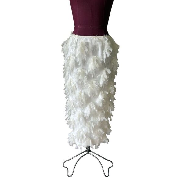 NEW ASOS Edition Pencil MIDI Skirt Textured Sequin Mesh Ivory size 6 - Picture 3 of 11